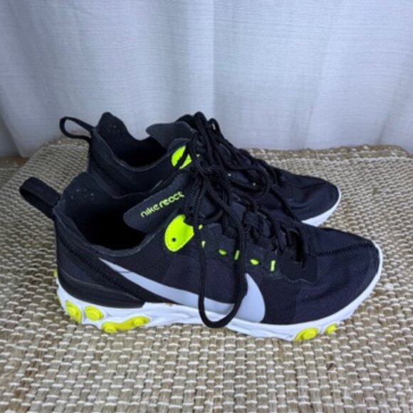 Nike React Element 55 in Black/Volt colorway. Size 8 - Picture 2 of 5